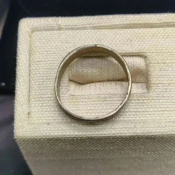 Sterling silver Navajo crushed coral and turquoise band ring - Picture 2 of 2